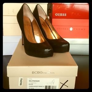 Black Snake like leather high heels